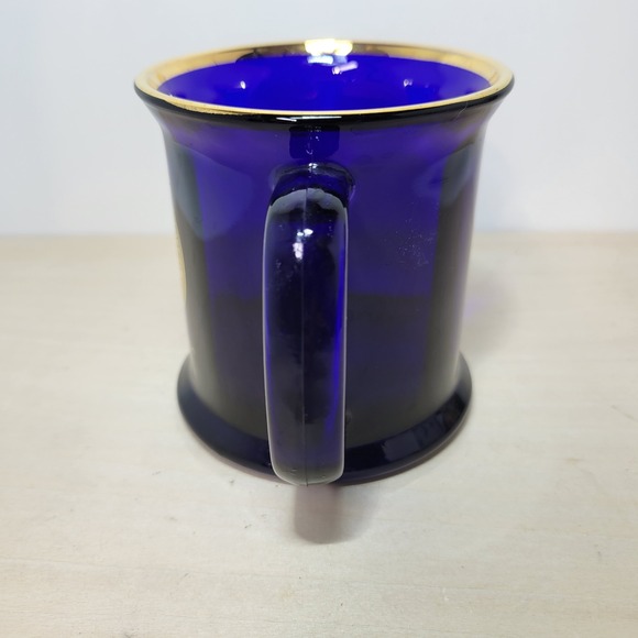 Ronald Reagan Presidential Seal Blue Glass Mug Gold Rim Made in‎ USA - Picture 2 of 6